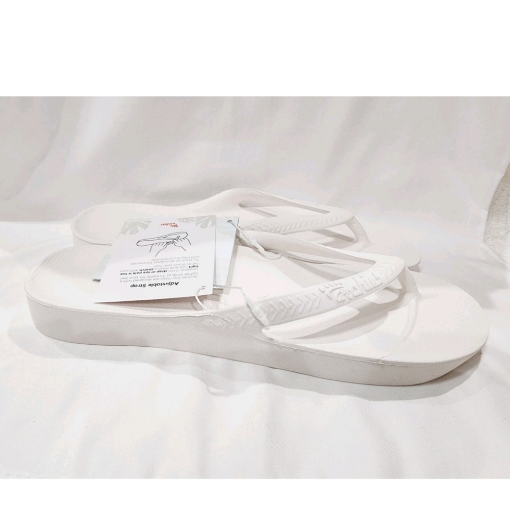 Archies Arch Support Thong WHITE LEATHER Flip Flops Sandal Men 10 Women 11 New - Picture 7 of 16